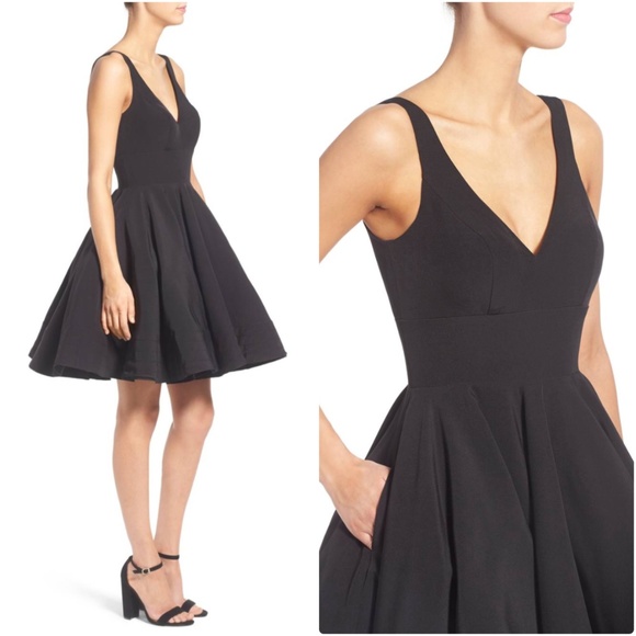 Ieena for Mac Duggal Double V-Neck Fit & Flare - Picture 3 of 8